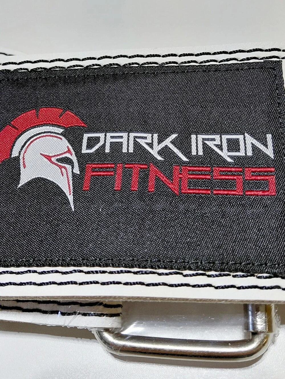 DARK IRON FITNESS White Leather Double Prong  Weightlift Belt for Men and Women